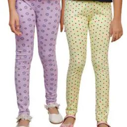 Pack of 2 Printed Leggings with Elasticated Waist-image-77