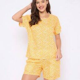 clovia Women Printed Top & Shorts Nightwear Set-picture-27