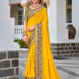 Vichitra Silk Saree with Lace Border-image-37