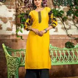 Embroidered Round-Neck Straight Kurta-image-25