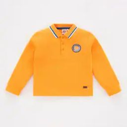 Boys Regular Fit Full Sleeves Polo T-Shirt with Printed Badge-image-65