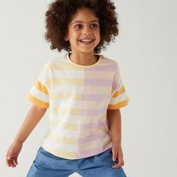 Girls Striped Relaxed Fit Crew-Neck T-Shirt-image-41