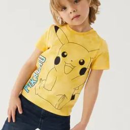 Boys Pokemon Print Relaxed Fit Round-Neck Pure Cotton T-Shirt-image-17