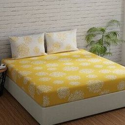 144 TC Printed King Size Bedsheet with Pillow Covers-image-9