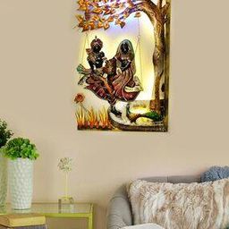 Lord Krishna with Radha on Swing Handcrafted Iron Wall Hanging-image-65