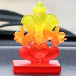Yellow & Orange Double Sided Crystal Car Ganesha Showpiece-image-46