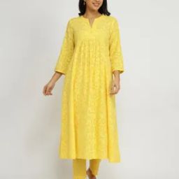 Women Paisley Print A-Line Cotton Kurta Set-image-69