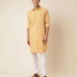 Striped Long Kurta with Spread Collar-image-25