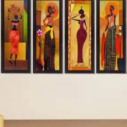 Set Of 4 Tribal Women Satin Matt Texture UV Art Painting-image-32