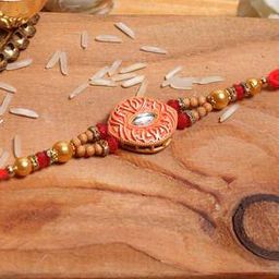 Men Tie-Up Textured Beaded Rakhi with Tilak Pack-image-14