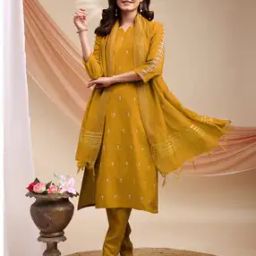 Women Embroidered Straight Kurta with Pants & Dupatta-image-92
