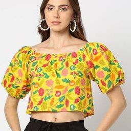 Women Floral Print Top with Balloon Sleeves-picture-49
