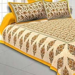 240 TC Floral Print Double Bedsheet with 2 Pillow Covers-17