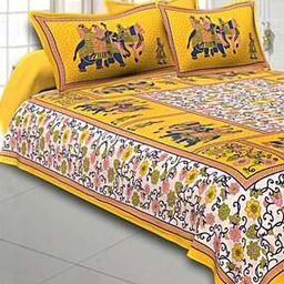 240TC Floral Print Double Bedsheet with Pillow Covers-image-70