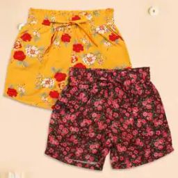 Girls Pack of 2 Floral Print Regular Fit Shorts-15