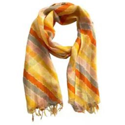 Women Striped Dupatta with Tassels-image-23