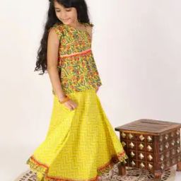 Floral Printed Sleeveless  Lehenga with Choli-image-2