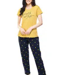 Typographic Print T-Shirt & Pyjamas Set-21