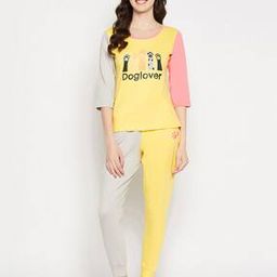 Typographic Print Top & Pyjamas Nightwear Set-picture-5