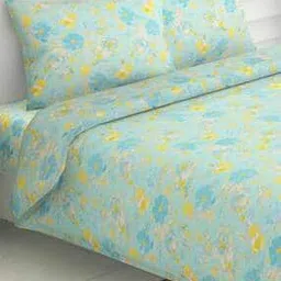 Haus & Kinder - Blue Bell Blooms 120 TC 100 % Cotton Printed Bedsheet - (King, Blue/ Yellow)-20
