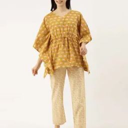 Women Printed Peplum Top & Pyjamas Set-image-48