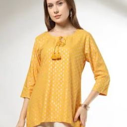 Women Floral Print Round-Neck Straight Tunic-15