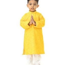 Boys Embroidered Kurta Pyjama Set-image-88