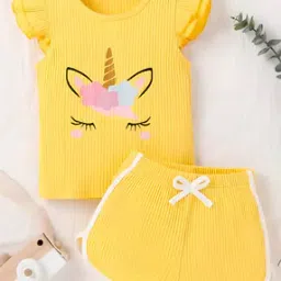 Girls Graphic Print Shorts & Top Set-picture-7