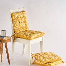 Set of 4 Floral Print Cotton Chair Pad 16" x 16"-image-45