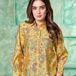 Women Paisley Print Chanderi Shirt-image-26