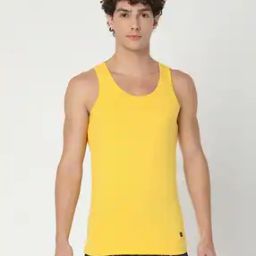 Men Scoop-Neck Vest with Logo Print-image-60