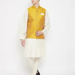 Floral Pattern Slip Pocket Nehru Jacket-picture-13