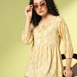 Women Block Print Relaxed Fit Flared Top-picture-46