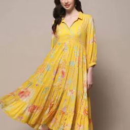 Women Floral Print Gown Dress-picture-13