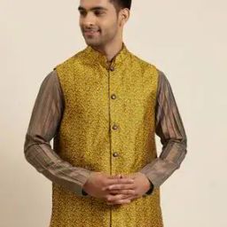 Leaf Pattern Nehru Jacket-image-28