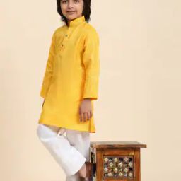Boys Kurta & Pyjama Set with Mandarin Collar-2