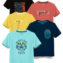 Pack of 5 Boy Regular Fit Round-Neck T-Shirts-picture-25