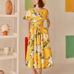 Women Floral Print Fit & Flare Dress -image-63