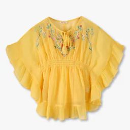 Girls Floral Print Slim Fit Kimono Top with Ruffles-image-25