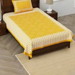 Geometric Print Single Size Bedsheet with Pillow Cover-1