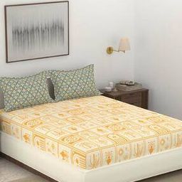 144 TC Printed Cotton Double Bedsheet with Pillow Covers-image-43