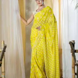 Women Polka-Dot Saree with Contrast Border-image-6