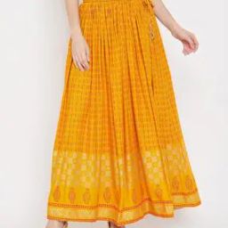 Geometric Print Flared Skirt with Waist Tie-Up-picture-45