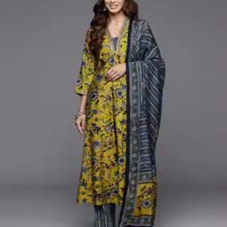 Women Cotton Blend Embroidered Kurta Pant Dupatta Set-image-33