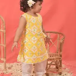 Girls Printed A-line Kurta Set-image-14
