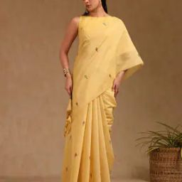 Wome Chanderi Floral Print Saree -image-33