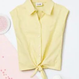 Girls Knotted Hem Shirt-image-16