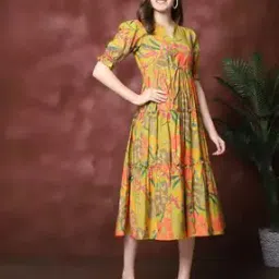 revangi Women Floral Print Fit & Flared Dress-picture-4