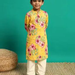 Boys Cotton Kurta Set-image-1