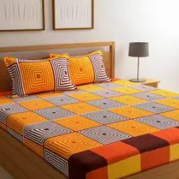 144 TC Printed Double Bedsheet with Pillow Covers-image-3